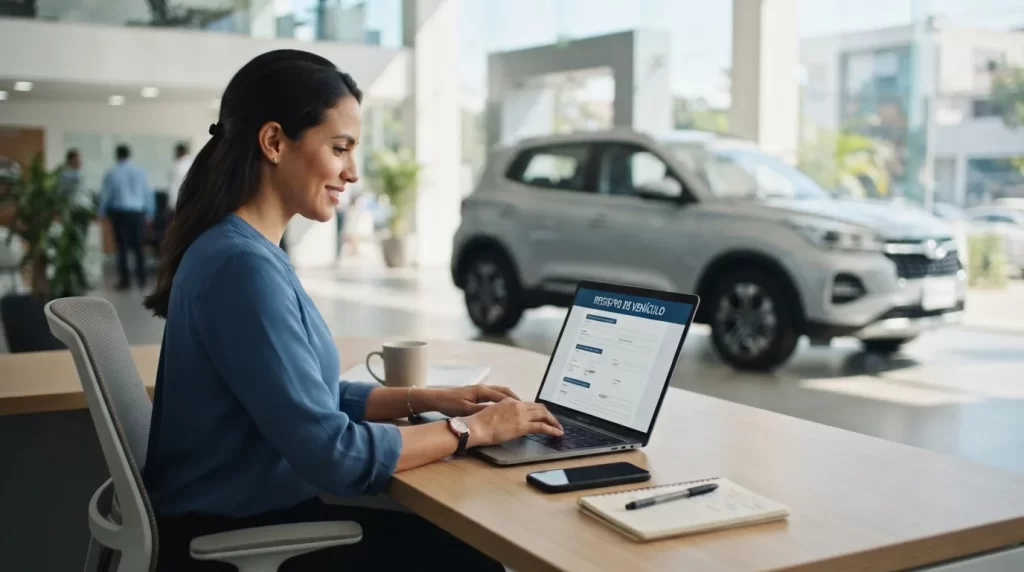 Persona registrándose en una laptop para el programa Venezuela Productiva Automotriz