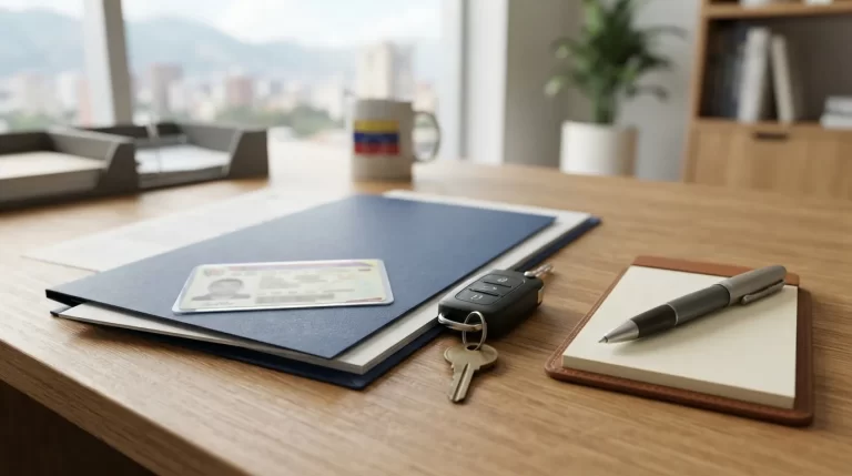 Documentos y llave de auto sobre un escritorio, requisitos para optar a un carro del gobierno