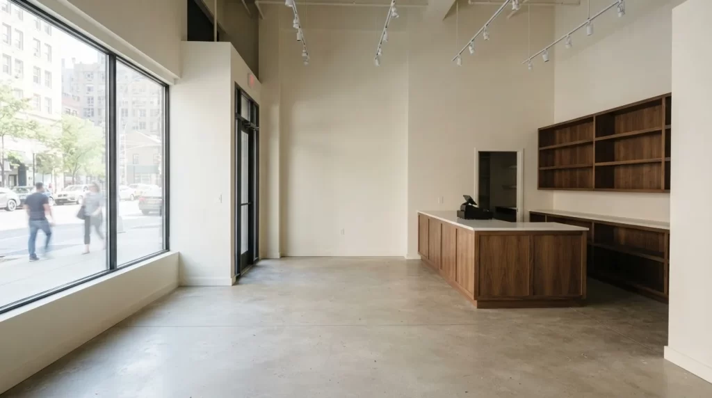 Interior de un local comercial recien acondicionado listo para abrir