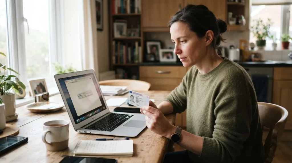 Trabajador obteniendo su constancia de trabajo electronica desde una laptop