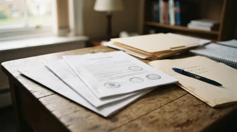 Programas de estudios universitarios de varias paginas con sellos oficiales