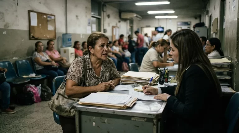 Mujer llenando una declaracion escrita en una oficina de la Fiscalia: como poner una denuncia ante el Ministerio Publico